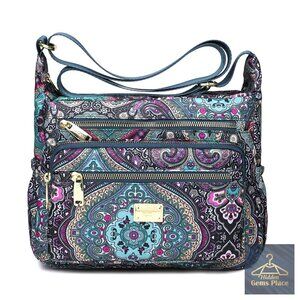 Waterproof Nylon Crossbody Bag Multi Pocket Messenger Purse Medium
